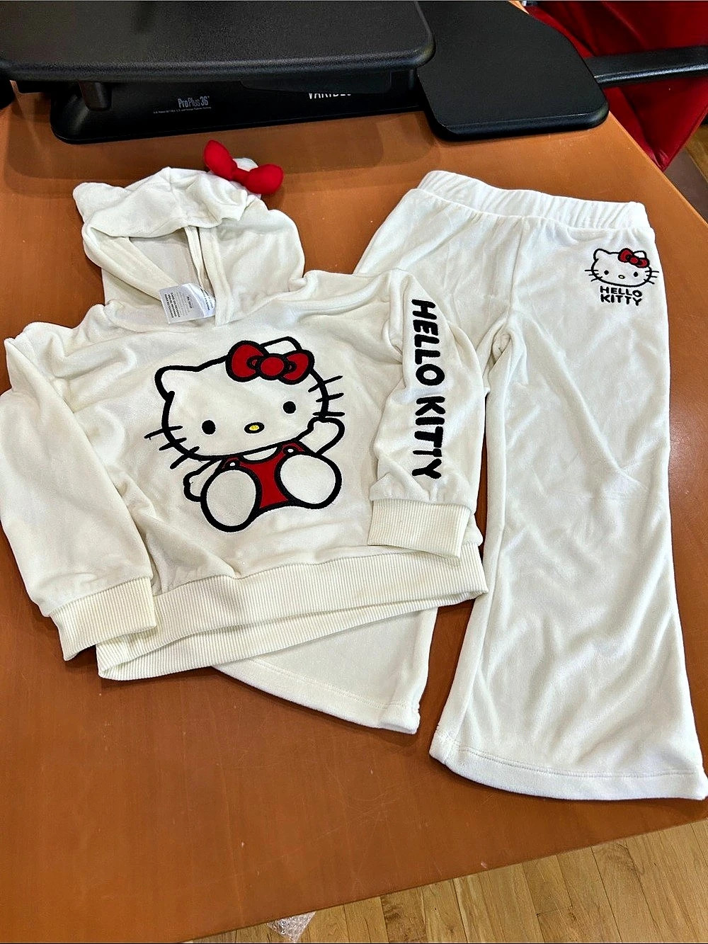 Hello Kitty Girls Velour Hoodie and Flare Pants Set